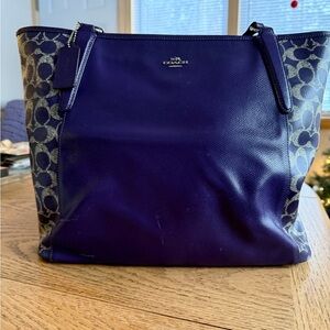 Coach Royal Blue and Tan Signature Tote